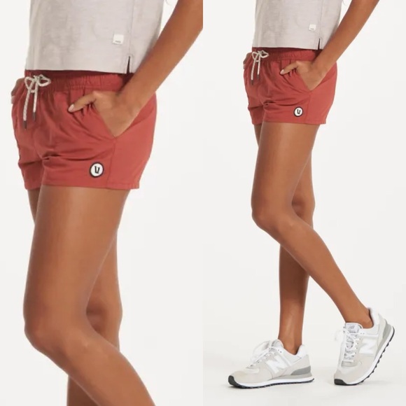 Vuori Pants - Vuori Women's Athletic Shorts in Rust Red